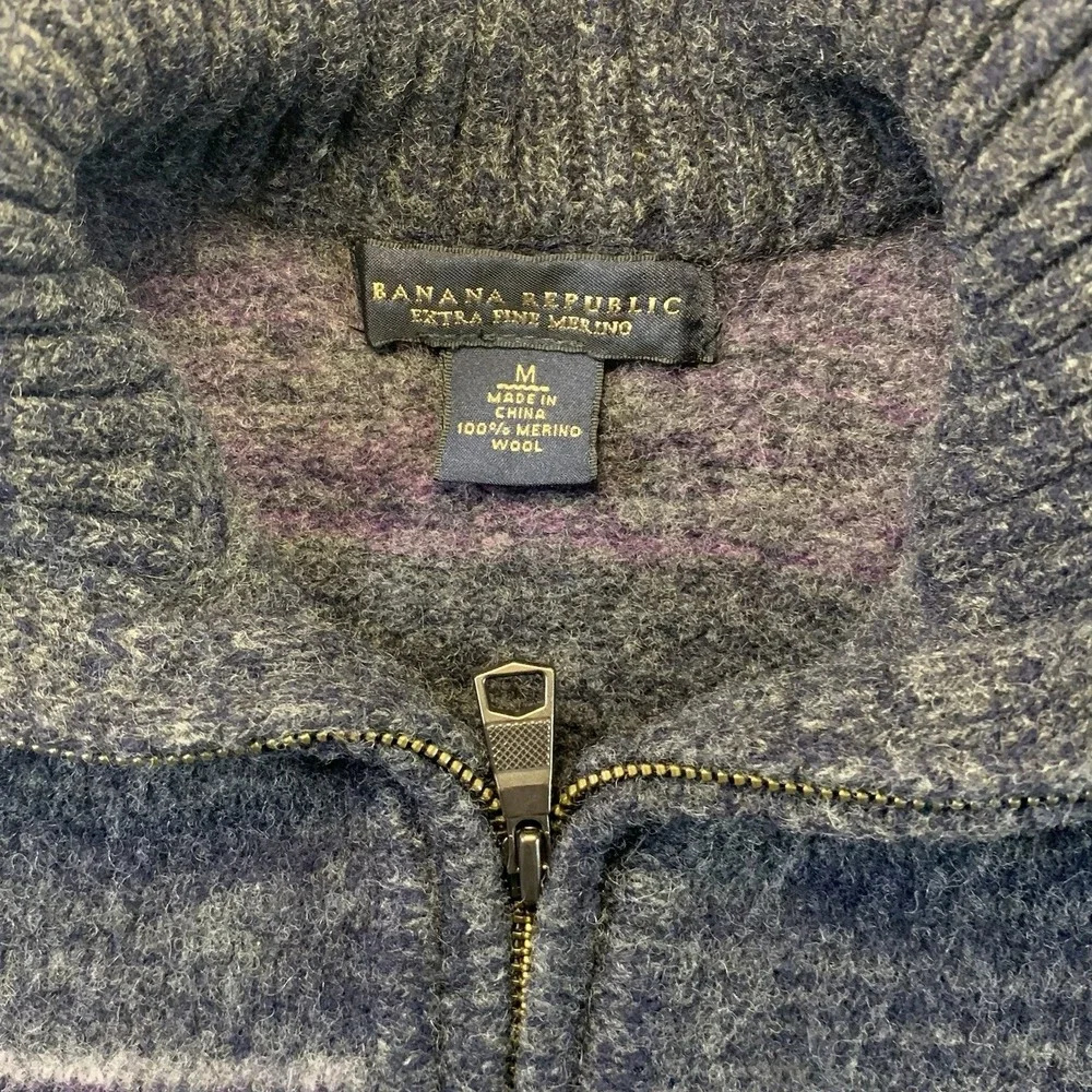 Vintage Y2K Banana Republic Pullover Medium 1/4 Zip Extra Fine Merino Wool